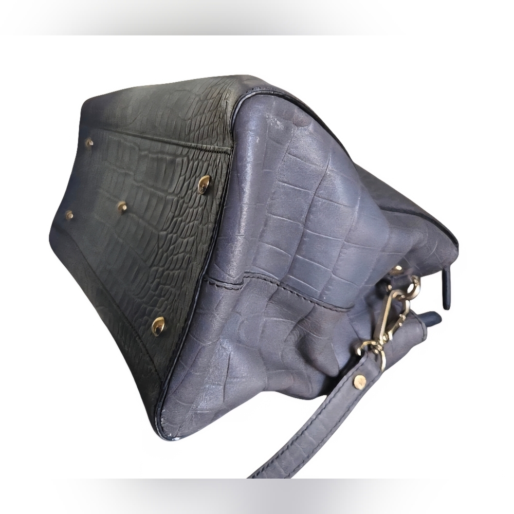 MCM Croc Embossed Gray Leather Large 2 way Satchel T7428 in EUC - Picture 7 of 16